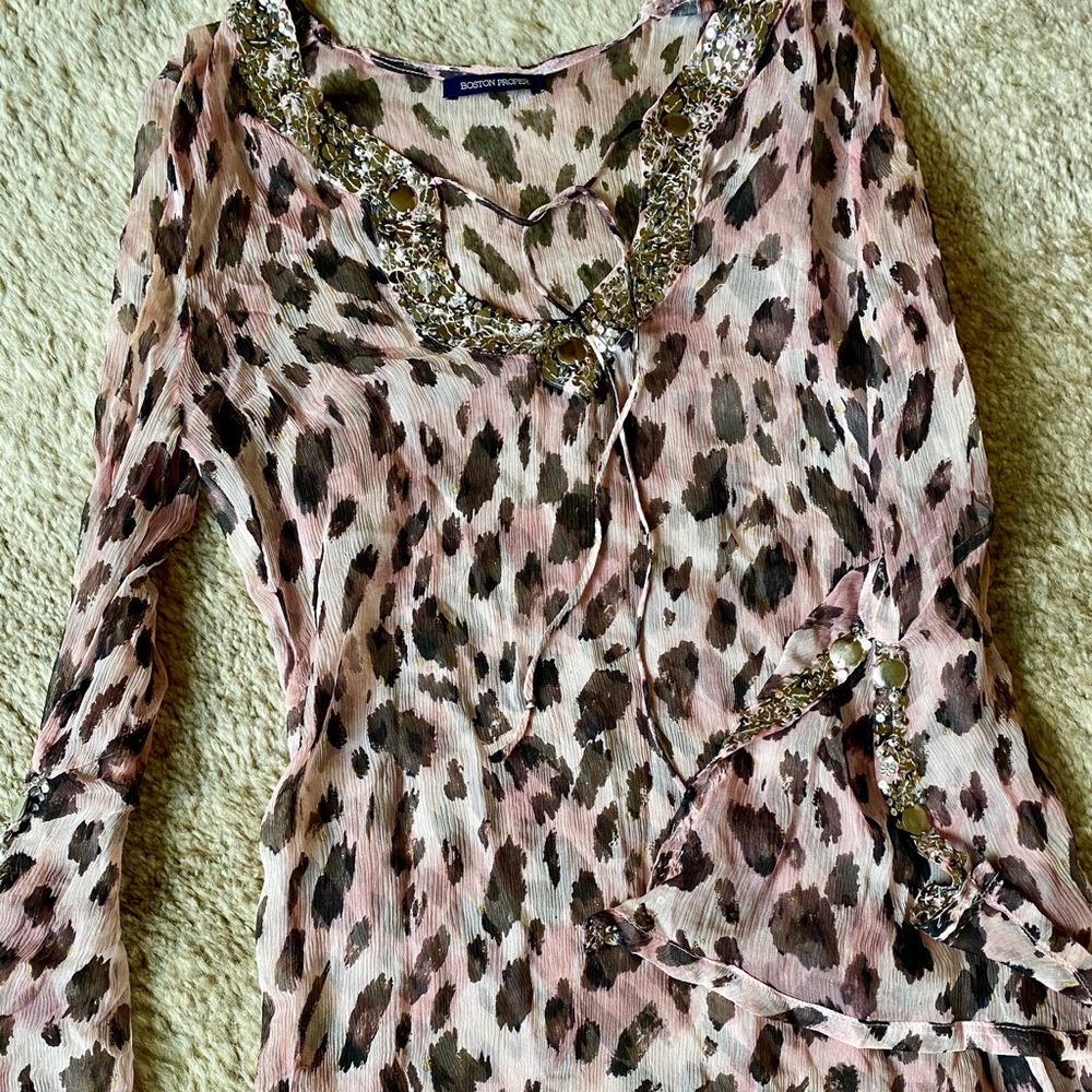 Sheer mauve animal print top